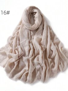 1pc Women Crinkle Hijab Scarf Soft Solid Color Abaya Accessories Head Scarves Plain Turban Shawls And Wraps Headband Winter Fall - Multicolor - View 24