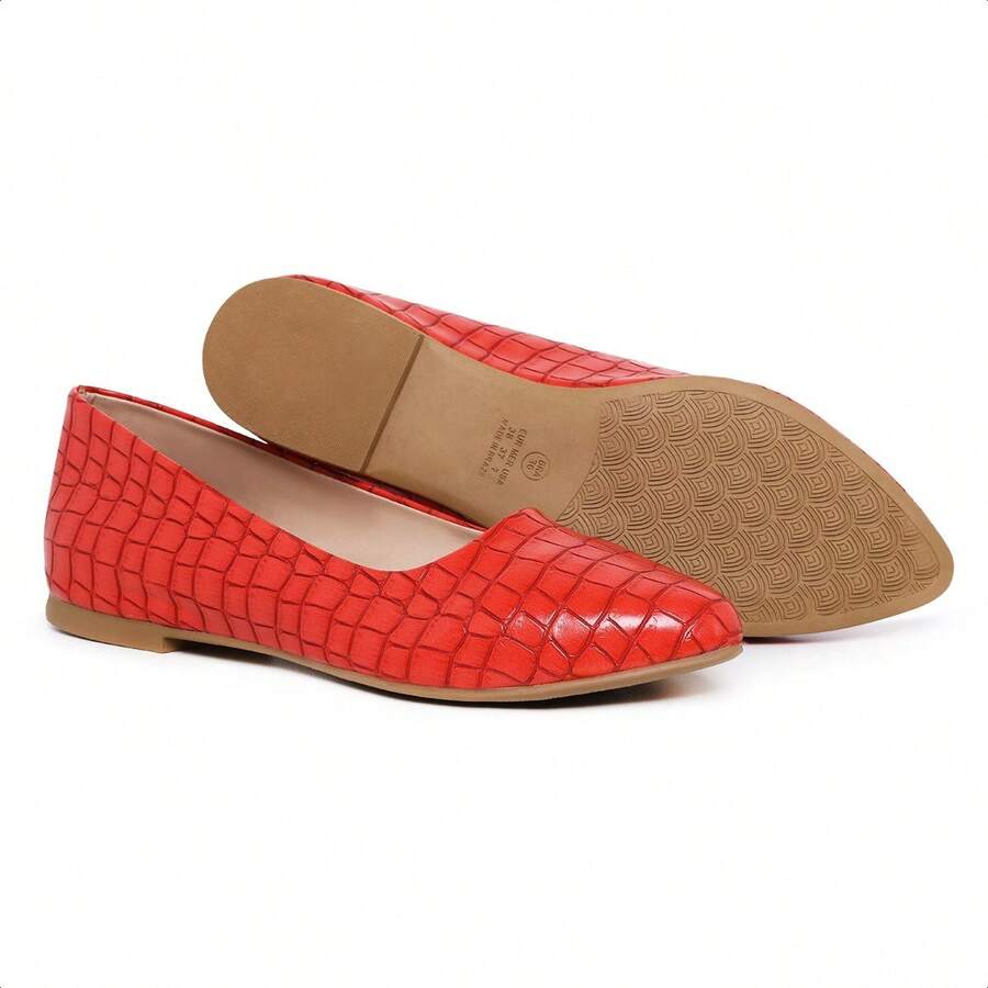 Croco Women's Comfortable Moccasin Sneakers - Đỏ - Xem 1