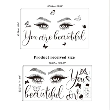 1pc olho & borboleta adesivos decalque de parede decalque à prova dwaterproof água adesivos quarto coisas decoração para casa para penteadeira sala de estar sala de maquiagem para irmãs, mãe para irmãs, mãe