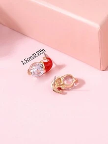 1pair Christmas Santa Hat Style Fashion Earrings For Women - Multicolor - View 3