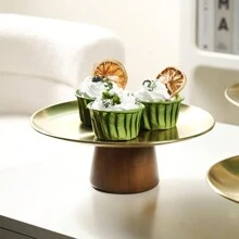 1个带木质底座的金属蛋糕架，适用于婚礼、蜡烛、珠宝展示、甜点桌等场合 - 彩色 - 查看 5