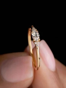 1pc Elegant Cubic Zirconia Ring, Suitable For Women's Valentine's Day Gift, Wedding, Engagement, Anniversary Party Jewelry Valentines,Mom,Mother,Mother's Day,Gift