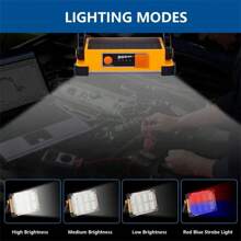 1pc Degruand Rechargeable LED Solar Work Light, Portable Super Bright Floodlight, Waterproof Cordless Lamp, Floor Standing, Suitable For Power Outages/Emergency Work Lights/Outdoor Camping/Fishing Halloween Christmas Thanksgiving Gift