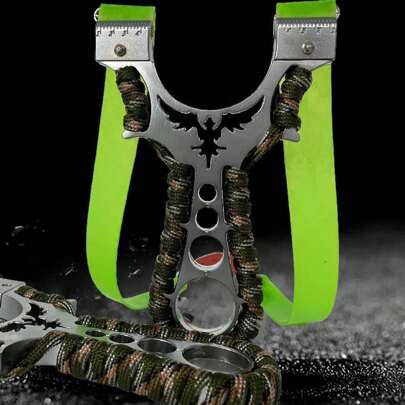 1pc Metal Eagle Slingshot, Outdoor High Power Stainless Steel Slingshot With Precision Flat Rubber Band