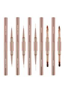 5 Stück doppelseitige Nagelkunstpinsel Set, Pinsel für lange Linien, dünner Liner Pinsel für Nageldetails, Nageldesign Pinsel, Farbverlauf Pinsel, 3D Pinsel Set für Gel-Lack, Acryl-Nägel und Zeichnen