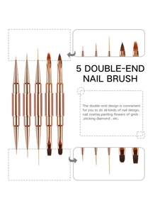 5 Stück doppelseitige Nagelkunstpinsel Set, Pinsel für lange Linien, dünner Liner Pinsel für Nageldetails, Nageldesign Pinsel, Farbverlauf Pinsel, 3D Pinsel Set für Gel-Lack, Acryl-Nägel und Zeichnen