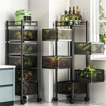 Support de rangement multifonctionnel rotatif de cuisine à 5 niveaux, chariot organisateur de panier à fruits et légumes pour collations debout au sol, ménage