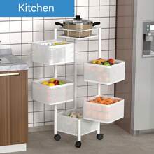 Support de rangement multifonctionnel rotatif de cuisine à 5 niveaux, chariot organisateur de panier à fruits et légumes pour collations debout au sol, ménage