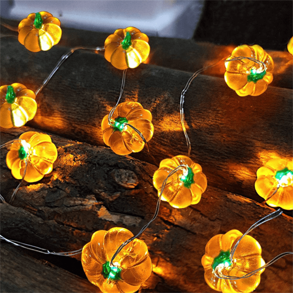 1 pièce Guirlande lumineuse en forme de citrouille 3D - Alimentée par pile, décoration d'Halloween et de Thanksgiving intérieure/extérieure avec 20 lumières LED pour fête de vacances
