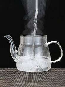 1pc High Borosilicate Glass Flower Teapot, Stainless Steel Infuser, Kung Fu Tea Set - Clear - View 4