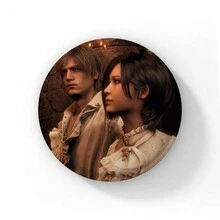 58mm New Leon Kennedy Pink Bow Heart Cute Button Pin Evil Game Creative Leon Brooch Badge For Bag Accessories Friends Gift - 58mm - View 38