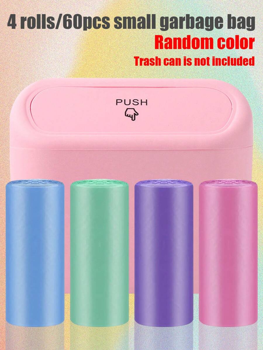 60 piezas de bolsas de basura para contenedores de basura pequeños de automóviles, bolsas de basura pequeñas, bolsas de repuesto para contenedores de basura - Multicolor - Ver 1