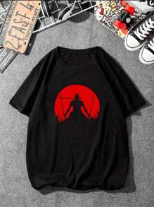 Unisex T-Shirt 100% Cotton One Piece Zoro Streetwear Fast Shipping - 黑色 - 查看 1