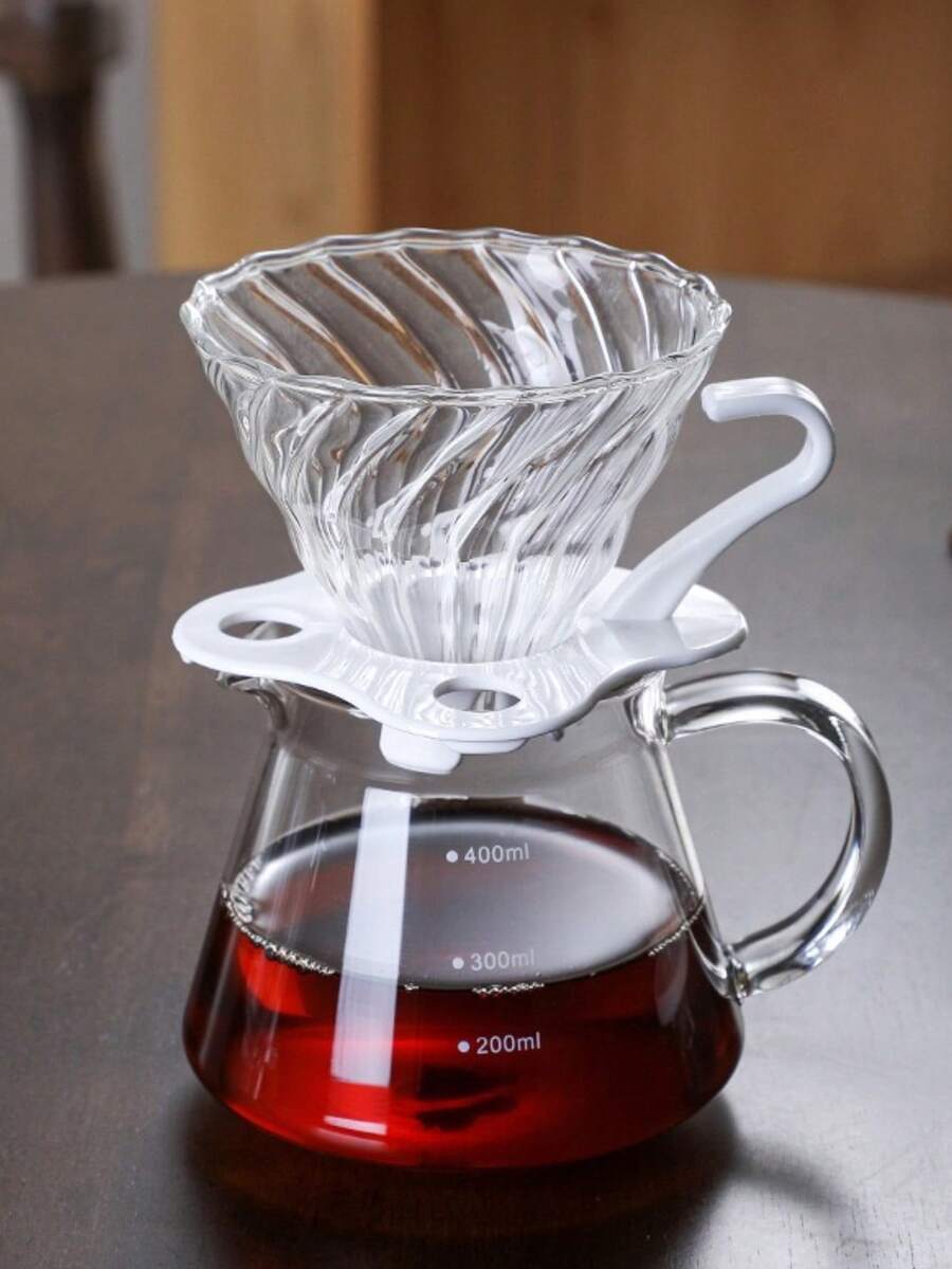 1 pieza Cafetera de compartir de 400 ml reutilizable con embudo de café y taza de filtro graduado, de vuelta a clases