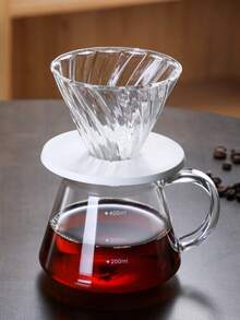 1 pieza Cafetera de compartir de 400 ml reutilizable con embudo de café y taza de filtro graduado, de vuelta a clases
