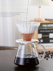 1 pieza Cafetera de compartir de 400 ml reutilizable con embudo de café y taza de filtro graduado, de vuelta a clases