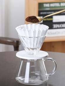1 pieza Cafetera de compartir de 400 ml reutilizable con embudo de café y taza de filtro graduado, de vuelta a clases