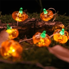 1 pièce Guirlande lumineuse en forme de citrouille 3D - Alimentée par pile, décoration d'Halloween et de Thanksgiving intérieure/extérieure avec 20 lumières LED pour fête de vacances