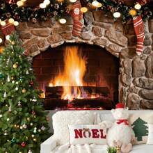 1 pièce, Toile de fond thématique de cheminée de Noël, accessoires de studio photo de sapin de Noël, bas de Noël, décors du Nouvel An