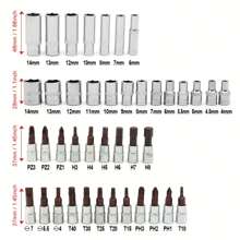 Socket Wrench Set, 53PCS 1/4 Inch 24 Tooth Ratcheting Wrench Set,SAE And Metric Hex Bit Socket Set, Ratchet Wrench Set With S2 & CR-V Sockets,Set For Automotive Repair And Home Use. - 53PCS - 查看 6