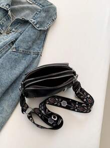 Bolso bandolera minimalista y de moda, bolso de hombro de PU con estilo, bolso casual y billetera para teléfono de mujer - Negro - Ver 8