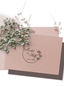 Custom Wedding Monogram Stamp, Save The Date Stamp, Custom Wedding Stamp, Personalized Wedding Stamp, Rubber Wedding Stamp, Diy Wedding Personalized Book Embosser Back To School,Back To School,School Supplies - Khaki - View 5