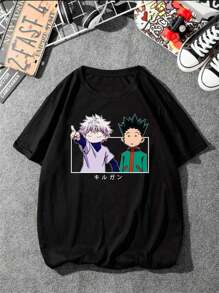Unisex 100% Cotton Killua Hunter Streetwear T-Shirt Fast Shipping - màu đen - Xem 2