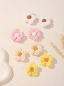 8pcs Solid Color 5-Petal Flower Baby Bangs Clips & Hair Accessories Love Valentine - Multicolor - View 4