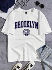 Men's T-Shirt Streetwear Brooklyn T-Shirt Plus Size Shirt Premium Cotton - trắng - Xem 3