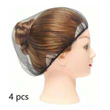 4/8/12 piezas, set de gorra elástica negra de 18 pulgadas, redecilla para el cabello, cubierta para la cabeza para servicio de alimentos, chef, hospital, prevención de la pérdida de cabello por quimioterapia - Negro - Ver 12