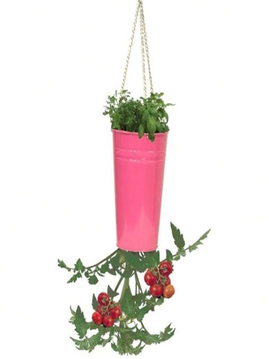 Enameled Galvanized Upsidedown Tomato Pepper Hanging Planter, HotPink - 粉色 - 查看 1
