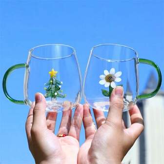 3D Glass Cup With Handle, Cute Animal & Plant Designs, Suitable For Coffee, Juice, Milk Tea, Beverages In Summer And Winter, Great For Christmas