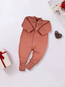 Kit 4 Pieces Baby Jumpsuit Soft Ribbed Smooth Turn-Foot Boy Girl - Rosa Pálido - Ver 5
