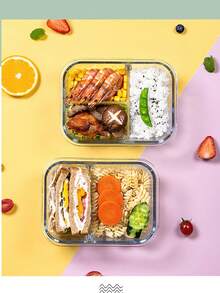 High Borosilicate Glass Food Storage Box Microwave Lunch Box Storage Lunch Box Office Worker Special Fresh-Keeping Bowl Student Lunch Box Kitchen Refrigerator Food Storage Box - Multicolor - View 4