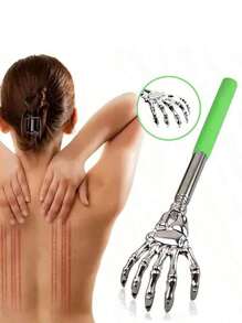 1pc Portable Adjustable Retractable Back Scratching Massage Tool, Halloween Metal Ghost Hand Expandable Back Scratching Stick, Portable Novelty Claw Scratching Tool Simulating Hand Toy Decorative Support