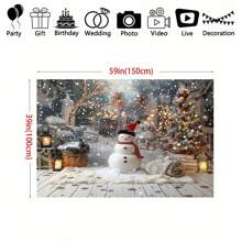 1 pièce, Toile de fond de Noël, Fond photographique d'arbre de Noël bonhomme de neige d'hiver, pour la décoration extérieure, la décoration de scène, la décoration de fête, Noël