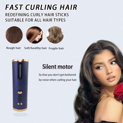 Automatic Curling Iron, Cordless Auto Hair Curler, Ceramic Rotating Hair Curler With 6 Temps & Timers, Portable Rechargeable Curling Wand, Auto Shut-Off, Fast Heating Iron For Styling