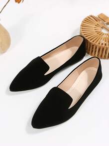 Mocasines cómodos de suela suave, de punta poco profunda y negros, de uso versátil para mujer, ideales para el trabajo y el uso casual, con diseño slip-on, para primavera y otoño