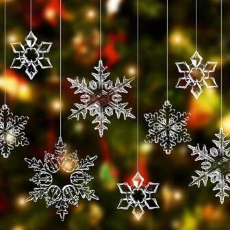 20/30 件圣诞雪花装饰，透明塑料水晶饰品，圣诞树 DIY 装饰，家庭房装饰，冬季派对吊坠装饰，窗户装饰吊坠，节日派对婚礼装饰，圣诞节