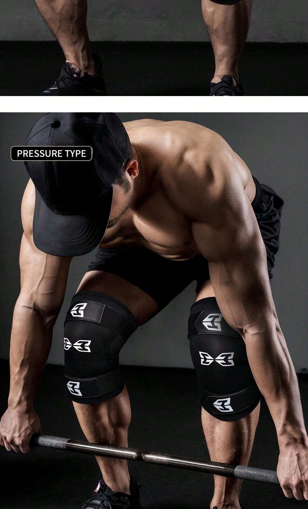 Compression Squat Fitness Knee Pads For Men, Weightlifting Knee Wraps Compression Support ...