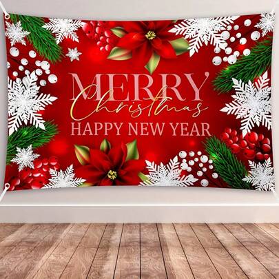 1pc,Christmas Decorations Merry Christmas Background Scene Setters Backdrops Christmas Merry Christmas Backdrop Banner Christmas Party Decorations,Christmas