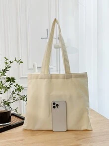1 Túi Tote Vải Tùy Chỉnh Có Chữ/Văn Bản/Tên, Thiết Kế Độc Đáo, Sức Chứa Lớn, Nhẹ, Thời Trang, Thường Ngày, Túi Xách Mua Sắm - Màu be - Xem 6
