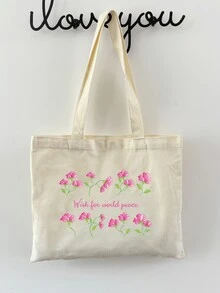 1 Túi Tote Vải Tùy Chỉnh Có Chữ/Văn Bản/Tên, Thiết Kế Độc Đáo, Sức Chứa Lớn, Nhẹ, Thời Trang, Thường Ngày, Túi Xách Mua Sắm - Màu be - Xem 5