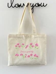 1 Túi Tote Vải Tùy Chỉnh Có Chữ/Văn Bản/Tên, Thiết Kế Độc Đáo, Sức Chứa Lớn, Nhẹ, Thời Trang, Thường Ngày, Túi Xách Mua Sắm - Màu be - Xem 4