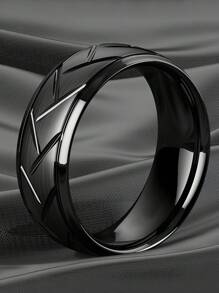 1 件经典男士不锈钢戒指 - 槍黑色 - 查看 3