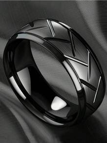 1 件经典男士不锈钢戒指 - 槍黑色 - 查看 1