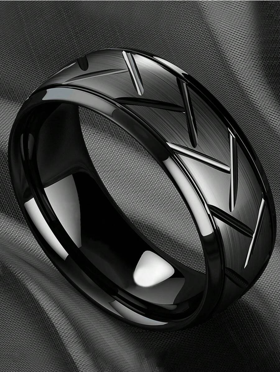 1 件经典男士不锈钢戒指 - 槍黑色 - 查看 1