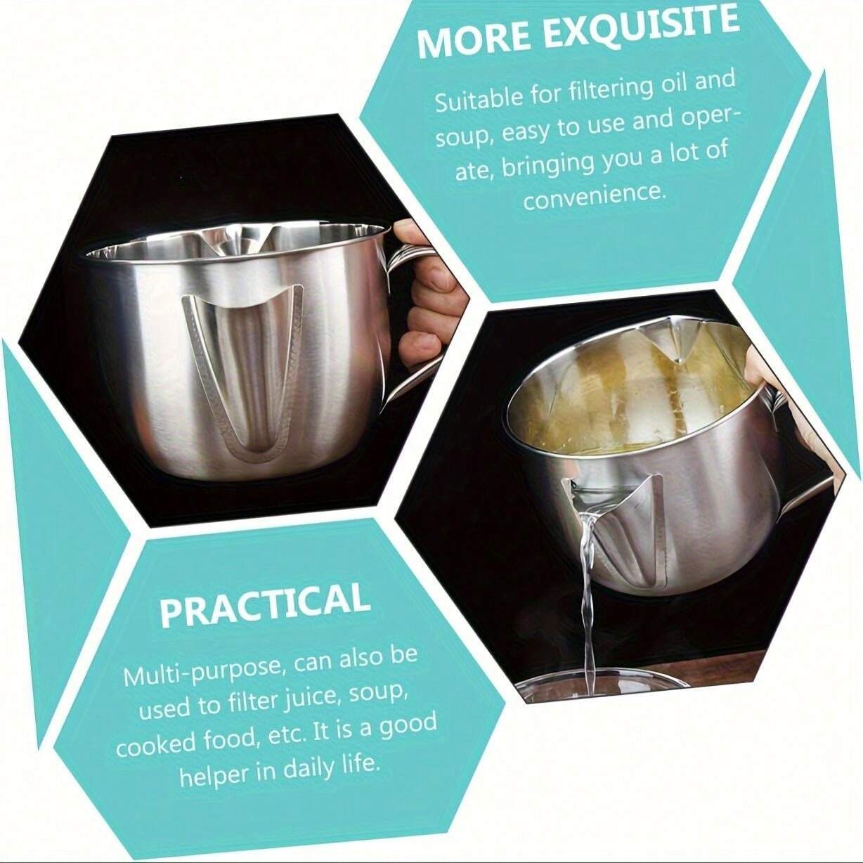 Pot Filtre à Huile Acier Inoxydable 5,5L - Passoire Fine, Cuisine Et Friture
