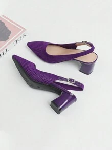 Sandals Square Toe High Thick Heels 2024 New Soft Knitted Breathable And Comfortable Shoes