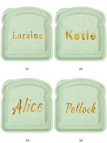 1 Pc Customized Name Toast Case Bread Bento  Freshness Preservation Box Organizer Sandwich Breakfast Containers Lunch Bag With Lid Meal Accessories With Name Customiz Portable For Outdoor Picnic Personalized DIY Pattern - Green - View 5